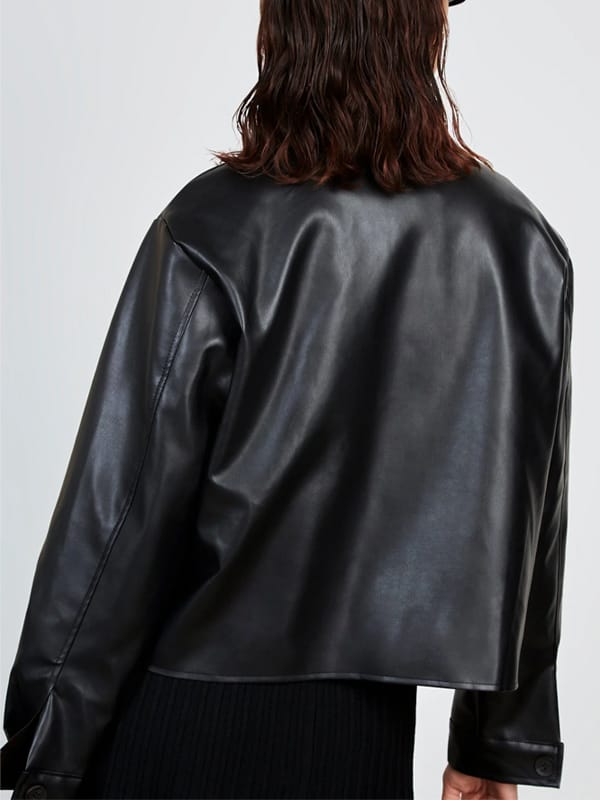 Women’s Oversized Sheepskin Leather Shirt Jacket - view 3
