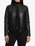 Women's Moto Racer Black Leather Jacket