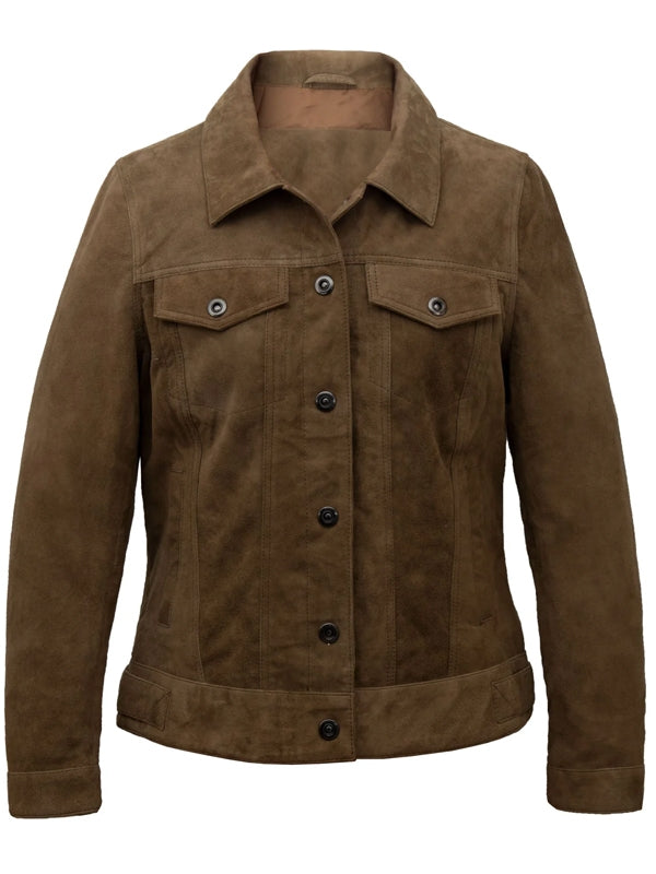 Women’s Trucker Style Suede Leather Jacket