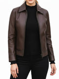 Women's Slim Fit Biker Edition Brown Leather Jacket