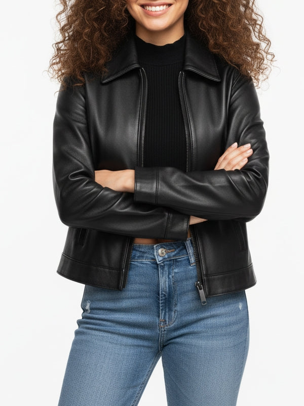 Women's Slim Fit Biker Edition Black Leather Jacket