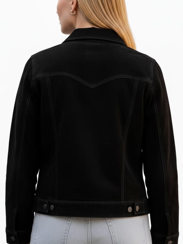 Women's Trucker Black Suede Leather Jacket - view 3