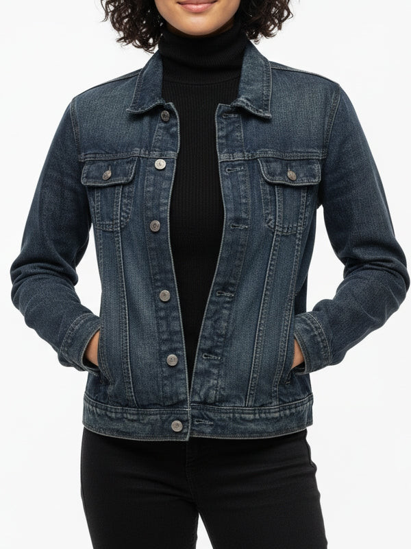 Women's Classic Trucker Blue Denim Jacket - view 2