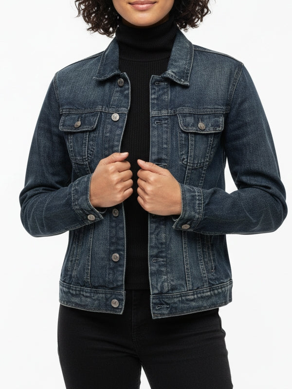 Women's Classic Trucker Blue Denim Jacket - view 3