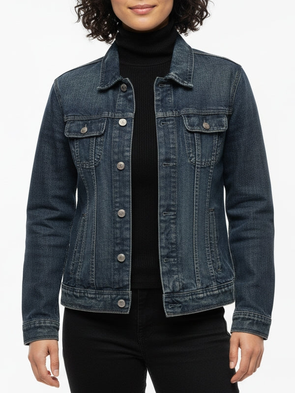 Women's Classic Trucker Blue Denim Jacket - view 4