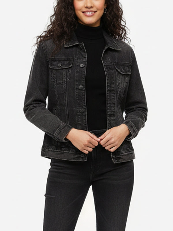 Women's Classic Trucker Grey Denim Jacket - view 2