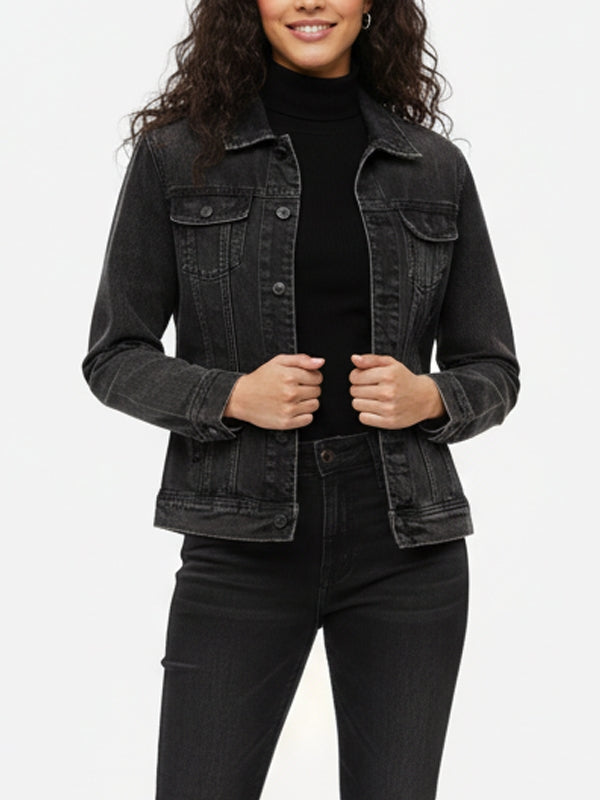 Women's Classic Trucker Grey Denim Jacket - view 3