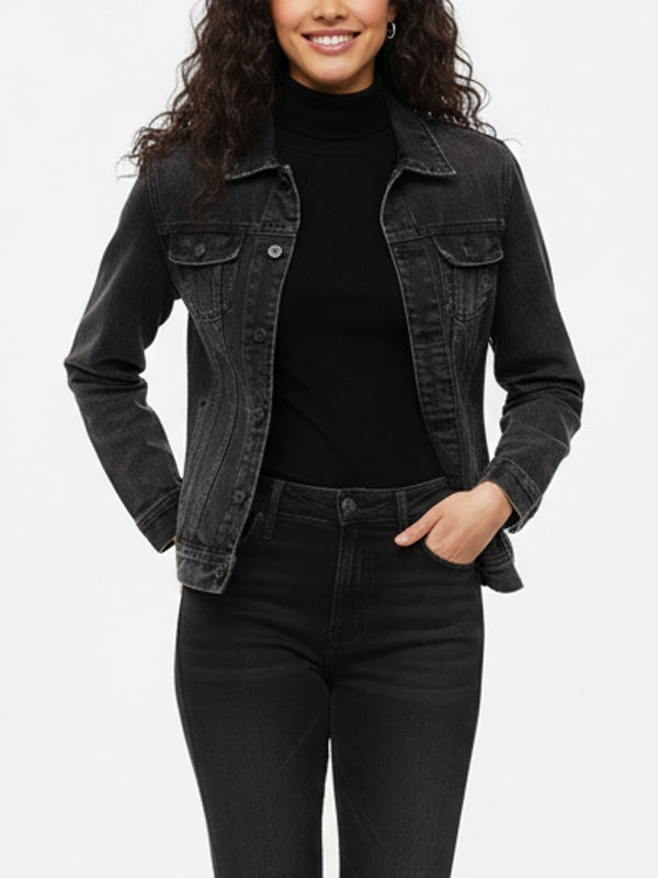 Women's Classic Trucker Grey Denim Jacket - view 4