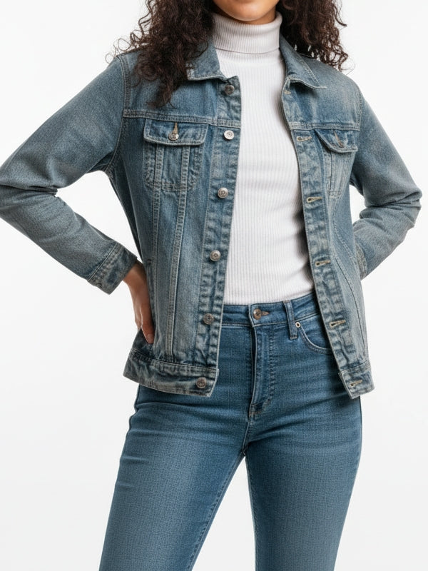Women's Classic Trucker Light Blue Denim Jacket - view 2