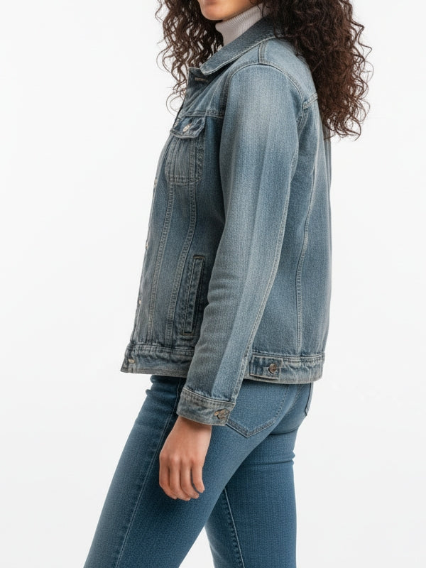 Women's Classic Trucker Light Blue Denim Jacket - view 3