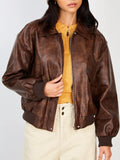 Women’s Vintage Oversized Brown Leather Jacket
