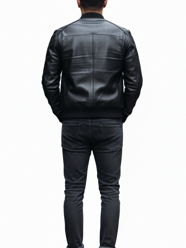 mens-bomber-black-leather-jacket-3 Men’s Bomber Black Leather Jacket