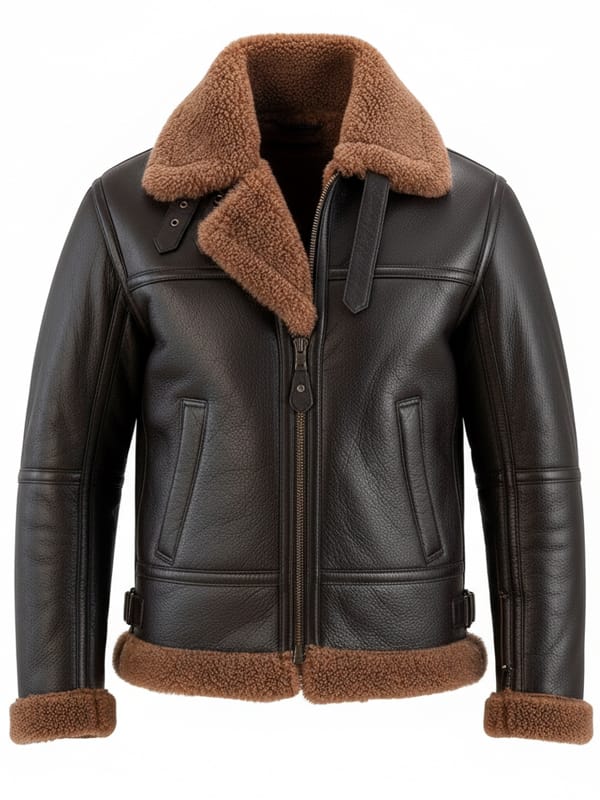 mens-aviator-flight-b3-shearling-brown-leather-jacket-3 Men's Aviator Shearling Jacket
